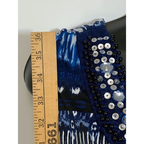 New Directions Womens Midi Dress Sequenced V Neck Sleeveless Blue 2X - Picture 4 of 8